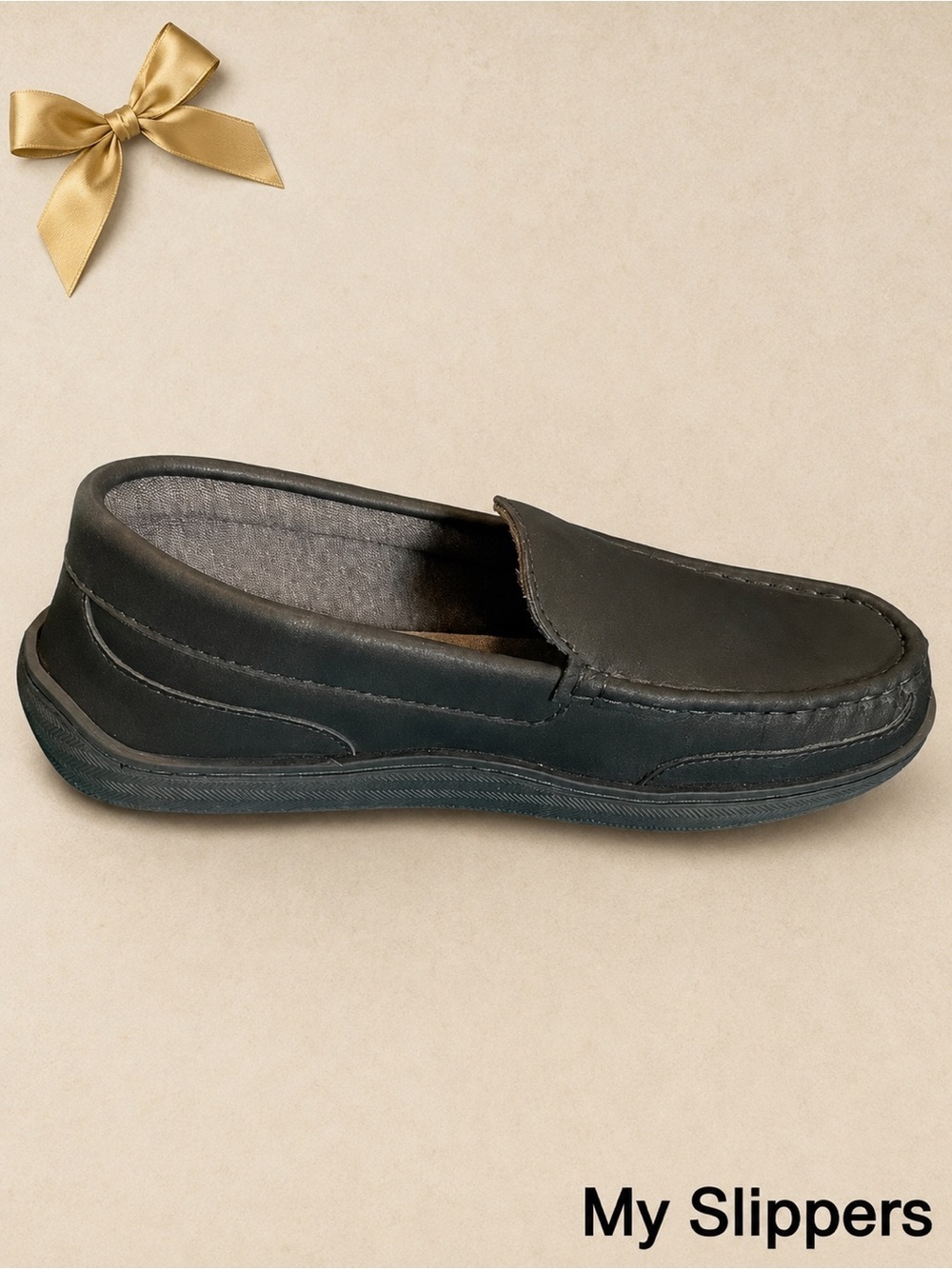 My Slippers Leather Moccasins Black Slip On 9